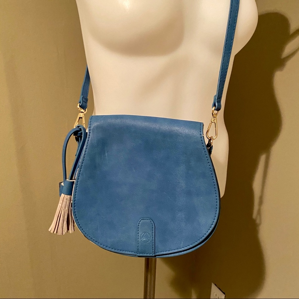 Poverty Flats Blue Vegan Leather Crossbody Bag
